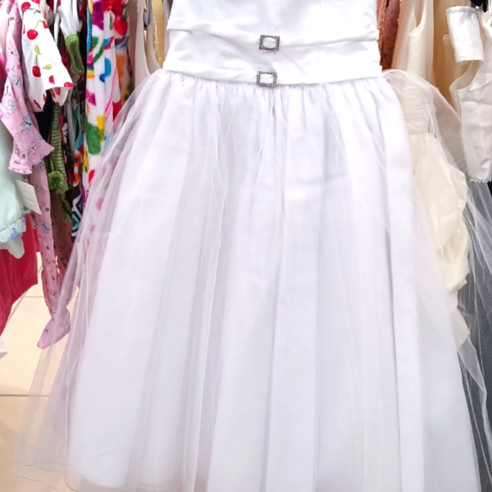 Elegant White Tulle Communion Dress